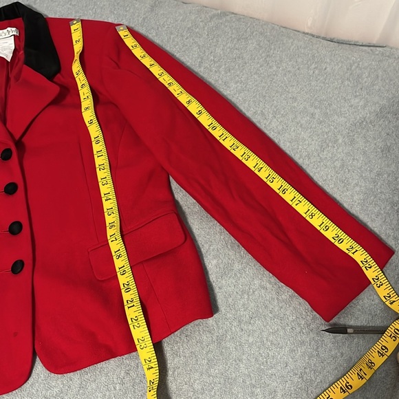 Vintage Red Wool Blazer Jacket Womens Size 8 Christmas Office Career Preppy - Picture 4 of 10